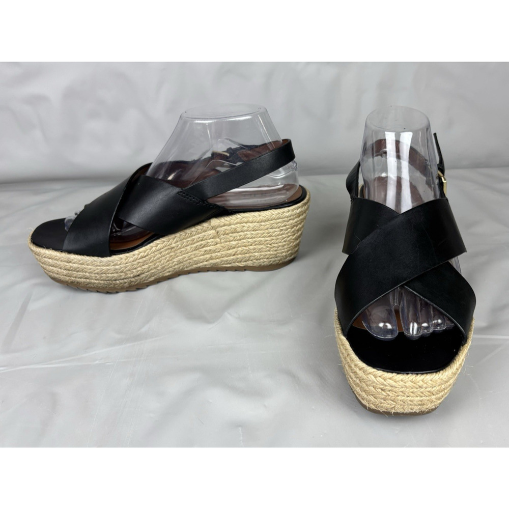 Naturalizer Oak Criss Cross Leather Slingback Espadrilles Wedges Womens 9M Black